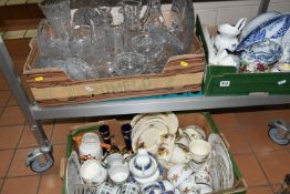 THREE BOXES OF CERAMICS AND GLASS, to include Royal Doulton 'Tapestry', Alfred Meakin 'Country Life'