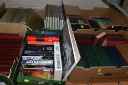 FIVE BOXES OF BOOKS, containing approximately 120 miscellaneous titles, mostly in hardback format,