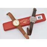 TWO GENTS WRISTWATCHES, the first a manual wind 'Oris', round grey dial, baton markers, in a