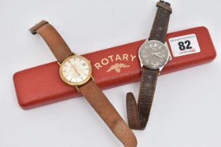 TWO GENTS WRISTWATCHES, the first a manual wind 'Oris', round grey dial, baton markers, in a