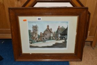 J. LEWIS STANT (1905-1964) 'ABBOTS BROMLEY, STAFFORDSHIRE', an etching with colours depicting a