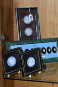 A GROUP OF FRAMED WEDGWOOD JASPERWARE PLAQUES, comprising a framed set of eight Wedgwood Miniature
