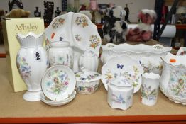A QUANTITY OF AYNSLEY GIFTWARE, vases, planters, trinket boxes, trinket dishes, patterns