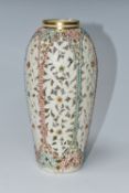 A GRAINGER & CO. ROYAL CHINA WORKS: WORCESTER reticulated jewelled ovoid vase with leaf and flower