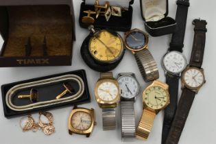 A SELECTION OF WATCHES, to include a military open face pocket watch, reverse stamped GSTP G19869