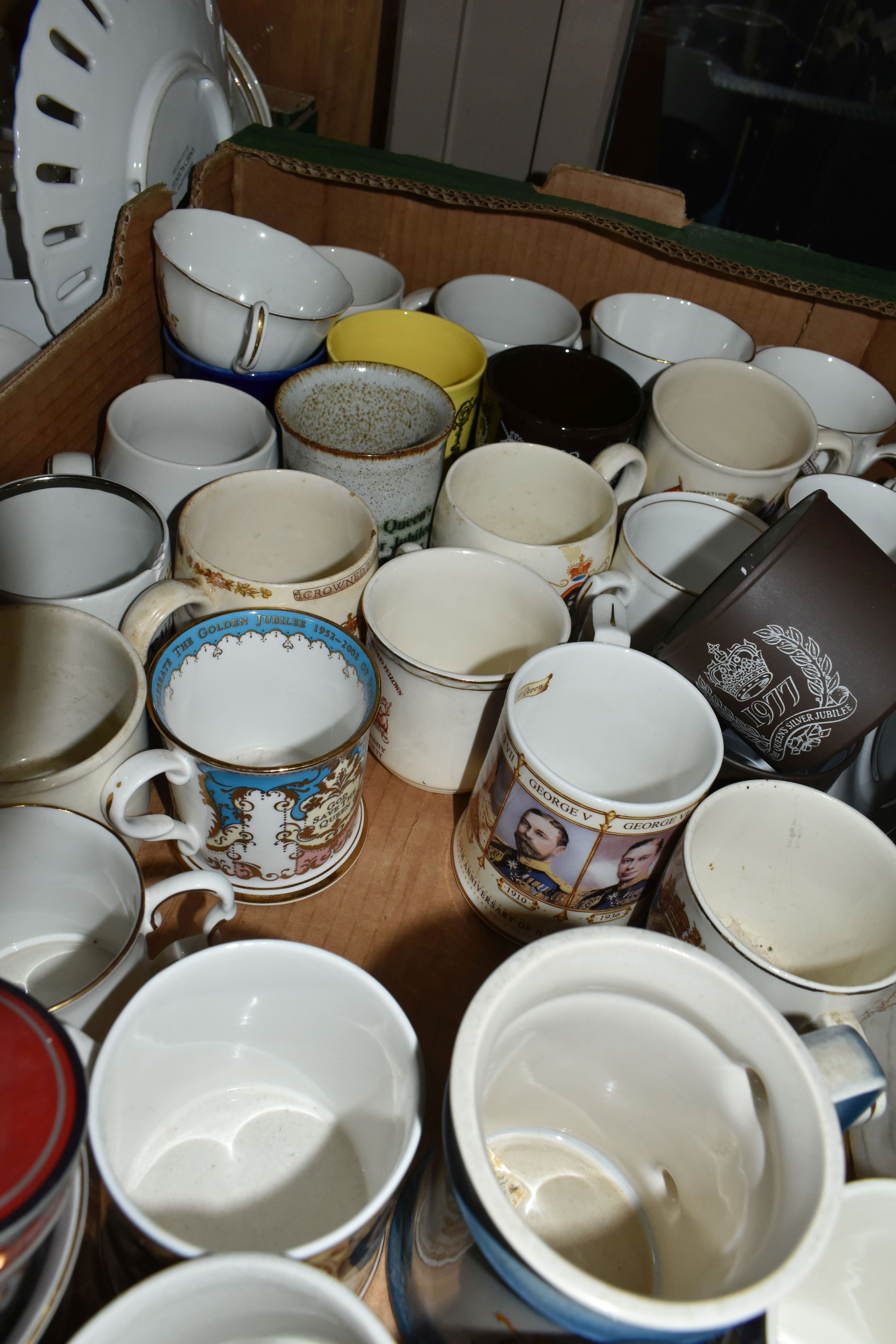 FOUR BOXES OF ROYAL COMMEMORATIVE CERAMICS, to include a 1953 Wedgwood & Co. Ltd preserve pot in the - Image 7 of 8