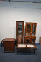 A 20TH CENTURY MAHOGANY CORNER CUPBOARD, with four glazed doors, width 94cm x depth 51cm x height