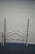 A WHITE TUBULAR METAL 4F6 BEDSTEAD, with side rails, slats and central support (condition report: