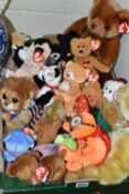 ONE BOX OF TY BEANIE BEARS, approximately twenty five bears and animals, to include Fortune, Pugsly,