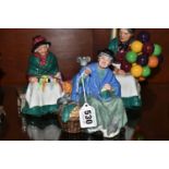 THREE ROYAL DOULTON FIGURINES, comprising Tuppence A Bag HN2320 (one pigeon's wing is chipped),