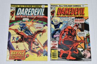 DAREDEVIL NOS. 131 & 132 MARVEL COMICS, first appearance of Bullseye, comics show signs of wear, but