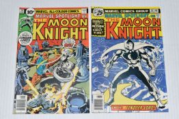MARVEL SPOTLIGHT NOS. 28 & 29 MARVEL COMICS, first solo Moon Knight comics, comics show signs of