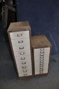 TWO TRIUMPH MID CENTURY METAL OFFICE FILE DRAWERS one with 12 drawers width 31 depth 42cm height