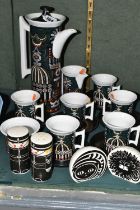 A FIFTEEN PIECE PORTMEIRION POTTERY 'MAGIC CITY' COFFEE SET AND VINTAGE CRUET SETS, the Magic City