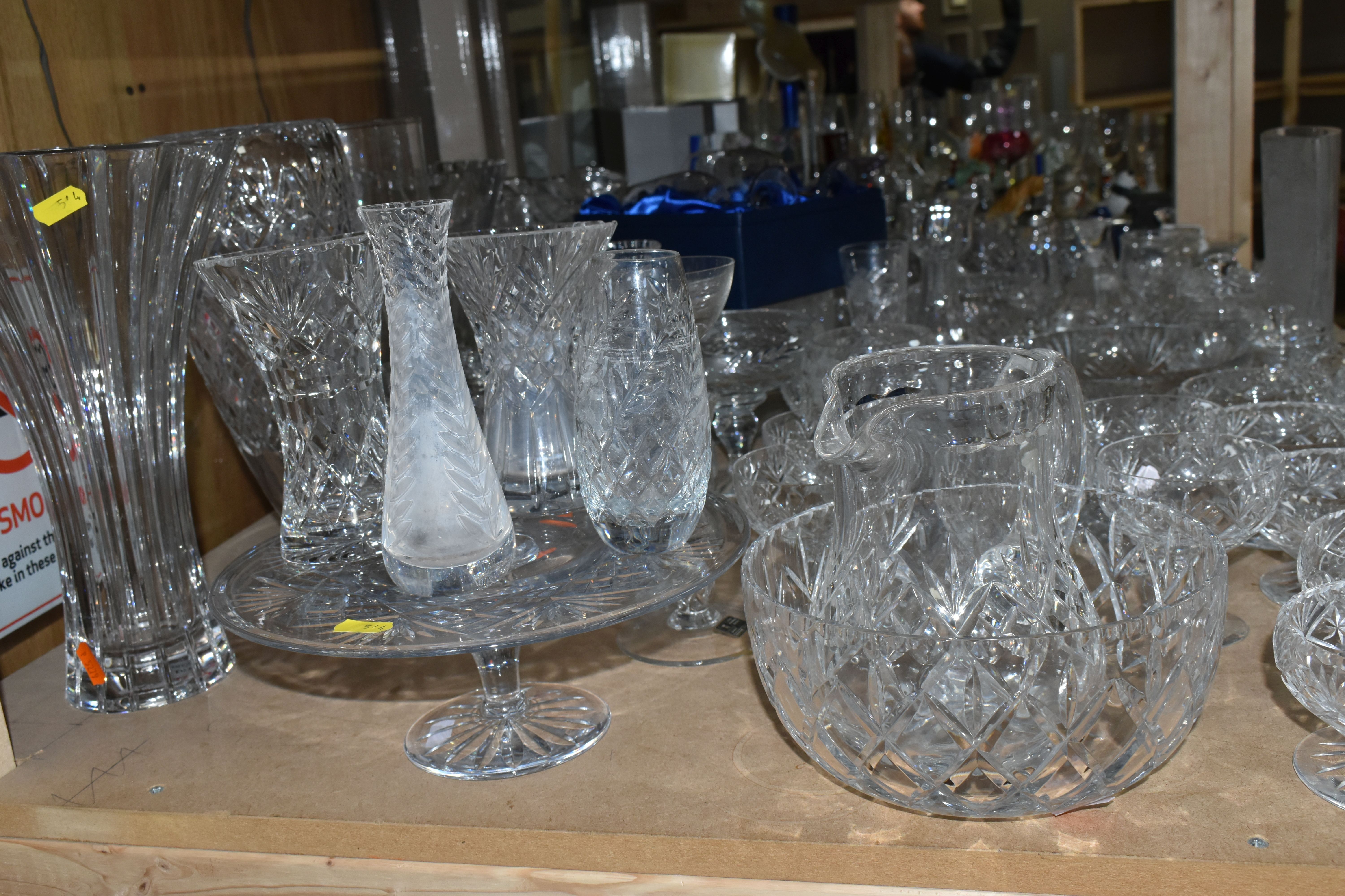 A LARGE QUANTITY OF CUT CRYSTAL AND GLASSWARE, comprising a David Whyman glass vase depicting a - Image 9 of 9