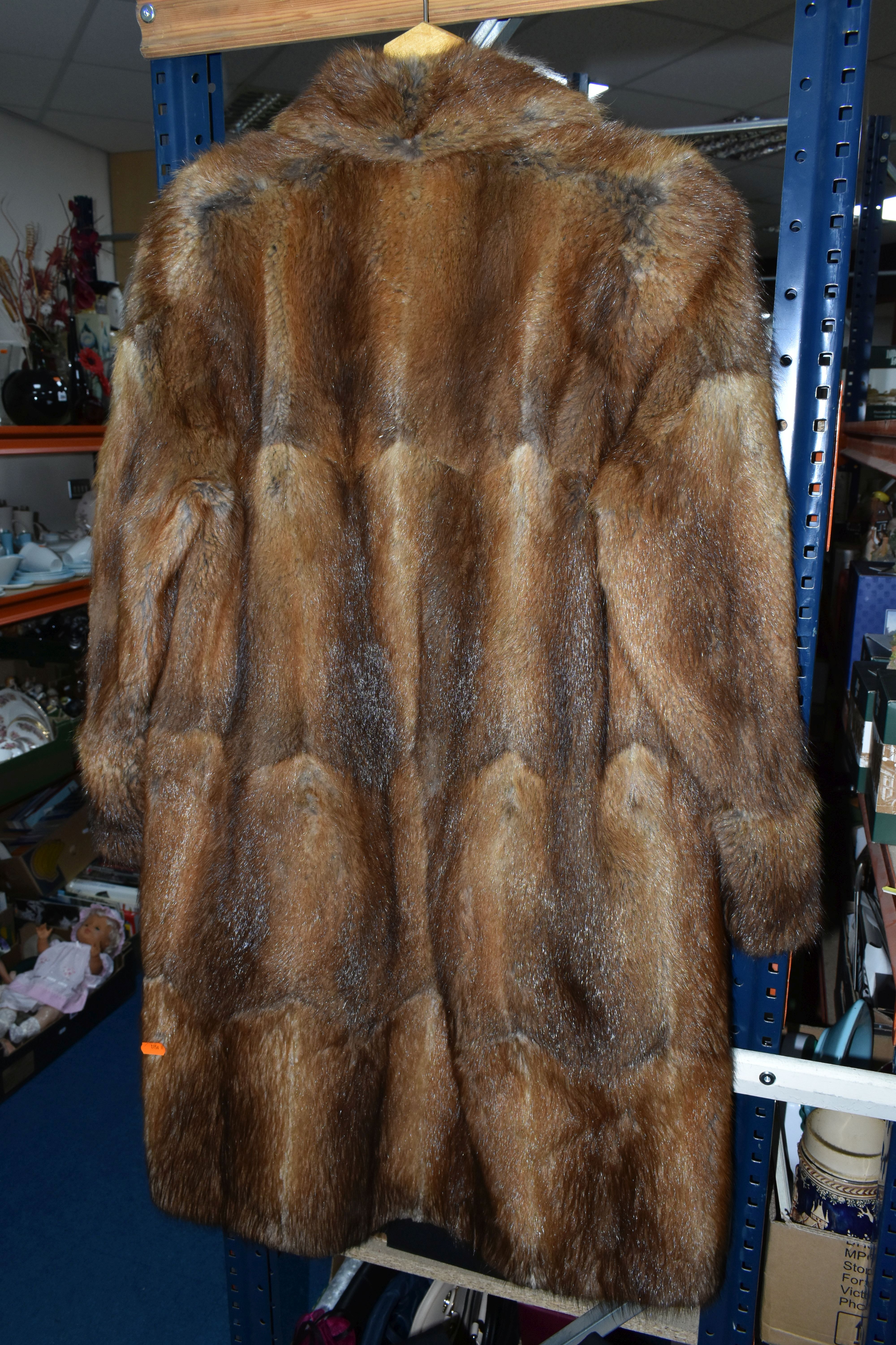 THREE BOXES OF CLOTHING AND SUNDRIES, to include a vintage three quarter length fur coat, a brown - Image 4 of 10