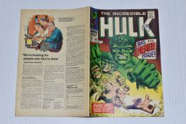 THE INCREDIBLE HULK NO. 102 MARVEL COMIC, first solo Hulk comic after Tales To Astonish, comic shows