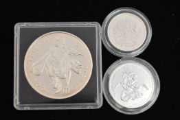 A PARCEL OF SILVER AND SILVER PROOF COINS, to include a Jersey 2009 Silver £5 coin, a Silver Proof