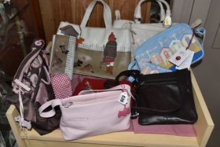A COLLECTION OF SIX RADLEY HANDBAGS, TWO PURSES AND A MATCHING YOSHI HANDBAG AND PURSE, comprising a