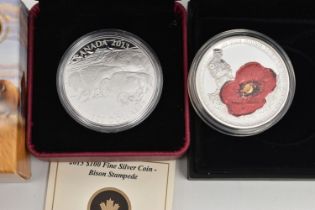 A ROYAL CANADIAN MINT 2013 $100 FINE SILVER 99.99% BISON COIN in box of issue and certificate,