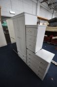 A MODERN WHITE DOUBLE DOOR WARDROBE, with two drawers, width 78cm x depth 54cm x height 182cm, a
