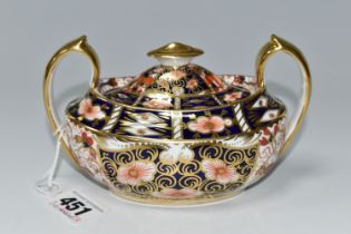 A ROYAL CROWN DERBY IMARI 2451 SUCRIER, with red printed backstamp and date cypher for 1921 (1) (