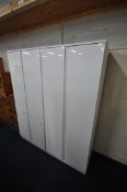 A PAIR OF GLOSSY WHITE DOUBLE DOOR WARDROBES, width 81cm x depth 55cm x height 190cm (condition