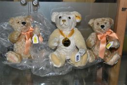THREE STEIFF DANBURY MINT COMMEMORATIVE TEDDY BEARS, comprising two Royal Wedding of William &