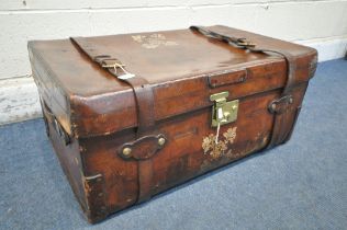 A FINNIGAN OF MANCHESTER BROWN LEATHER SUITCASE, the removable tray with divisions, stamped to