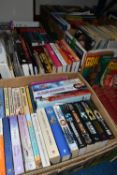 SIX BOXES OF BOOKS & ONE BOX OF MAGAZINES containing over 180 miscellaneous book titles in