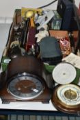 A BOX AND LOOSE MISCELLANEOUS ITEMS, to include an Anglia Dunlop tyre desk lighter, a jewellery