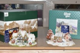TWO BOXED LILLIPUT LANE SNOW COTTAGES, comprising a limited edition ' First Snow At Bluebell' 2485/