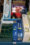 THREE BOXES OF JIGSAWS AND BOARD GAMES, to include two sealed Gibsons jigsaws, sealed HOP jigsaw and