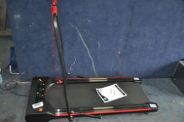 A HOMCOM INAN001-UK TREAD MILL with remote, safety key, euro power cable with adaptor, folding had