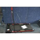 A HOMCOM INAN001-UK TREAD MILL with remote, safety key, euro power cable with adaptor, folding had