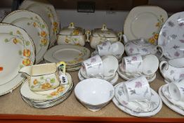 A GROUP OF BURLEIGH WARE 'GOLDEN GLEAM' PATTERN DINNERWARE AND TUSCAN 'WINDSWEPT' PATTERN