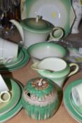 A SHELLEY W12323 PATTERN PART TEASET, comprising six cups and saucers - one saucer broken, six