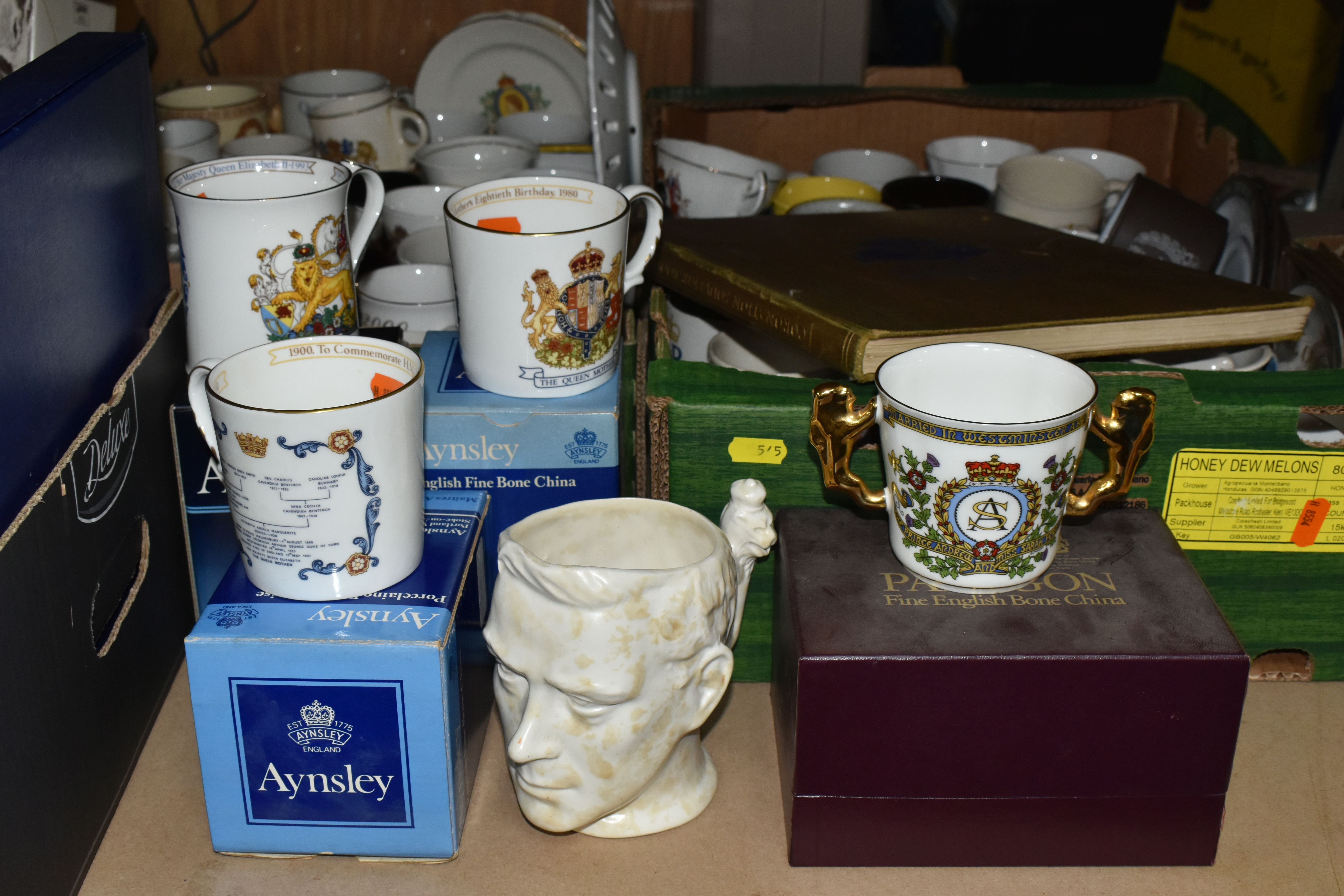 FOUR BOXES OF ROYAL COMMEMORATIVE CERAMICS, to include a 1953 Wedgwood & Co. Ltd preserve pot in the - Image 2 of 8