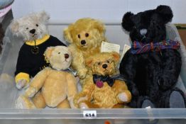 ONE BOX OF FIVE DEAN'S RAG BOOK COMPANY LTD. BEARS, to include a black growling 'Oscar' 235/500 with