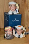 THREE CRICKET THEMED ROYAL DOULTON CHARACTER JUGS, comprising two Harold Dennis 'Dickie' Bird MBE