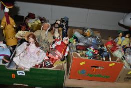 THREE BOXES OF MISCELLANEOUS SOUVENIR DOLLS, to include a collection of McDonalds toys, pop-up