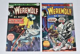 WEREWOLF BY NIGHT NOS. 32 & 33 MARVEL COMICS, first appearance of Moon Knight, comics show signs