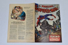 AMAZING SPIDER-MAN NO. 43 MARVEL COMIC, Rhino's origin explained, comic shows signs of wear, but all