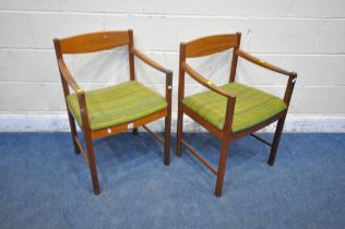 A PAIR OF MCINTOSH MID CENTURY TEAK MODEL 4004 ARMCHAIRS, width 51cm x depth 46cm x height 76cm (