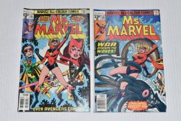 MS. MARVEL NOS. 16 & 18 MARVEL COMICS, first appearance of Mystique, comics show signs of wear,
