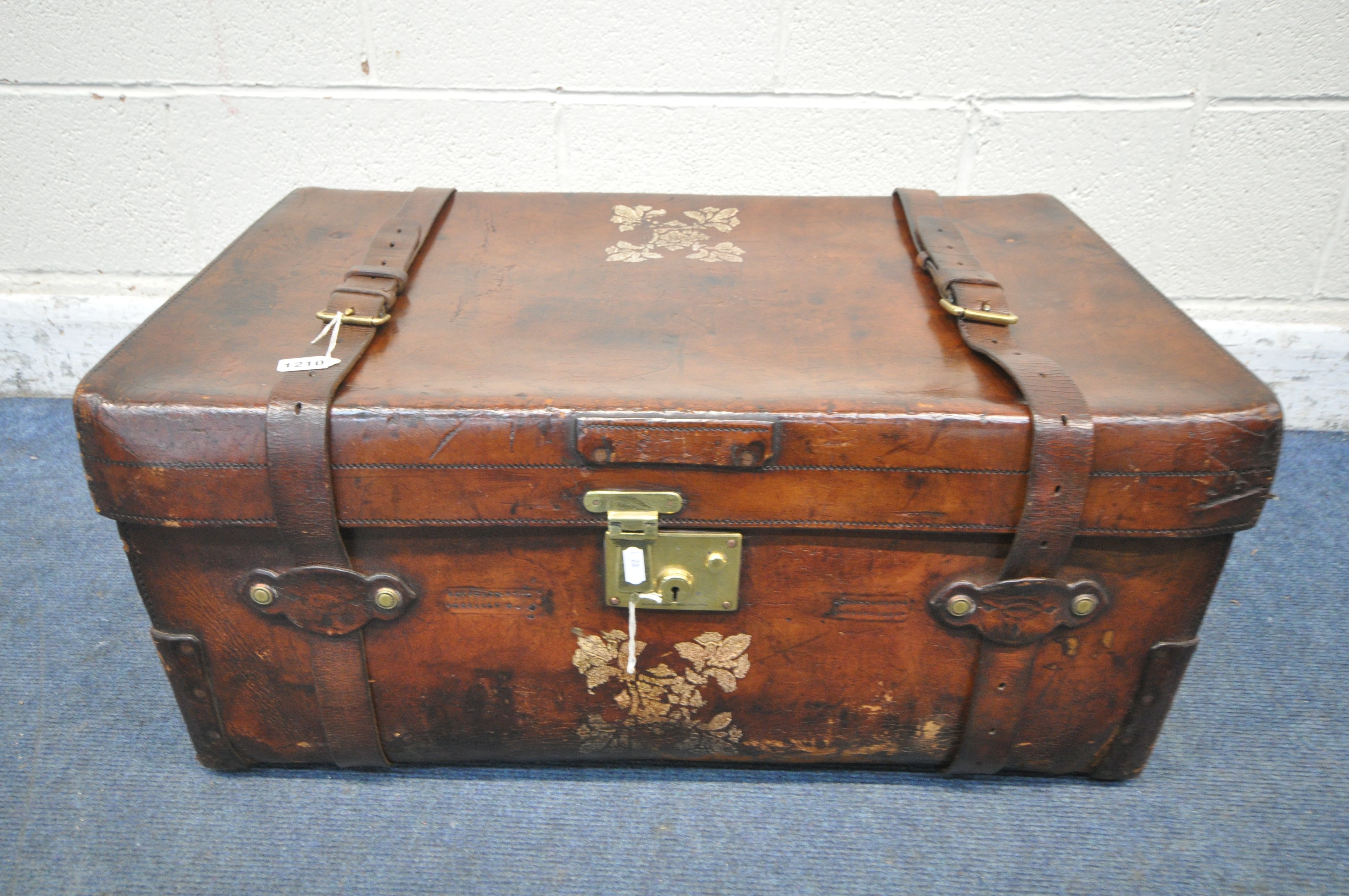 A FINNIGAN OF MANCHESTER BROWN LEATHER SUITCASE, the removable tray with divisions, stamped to - Image 2 of 6