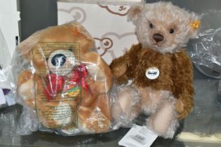 TWO STEIFF TEDDY BEARS, comprising an Original Classic 001017, latte macchiato colour mohair, height