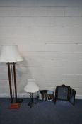 A MODERN STANDARD LAMP, with twin square supports, on a stepped base, height to light fitting 140cm,