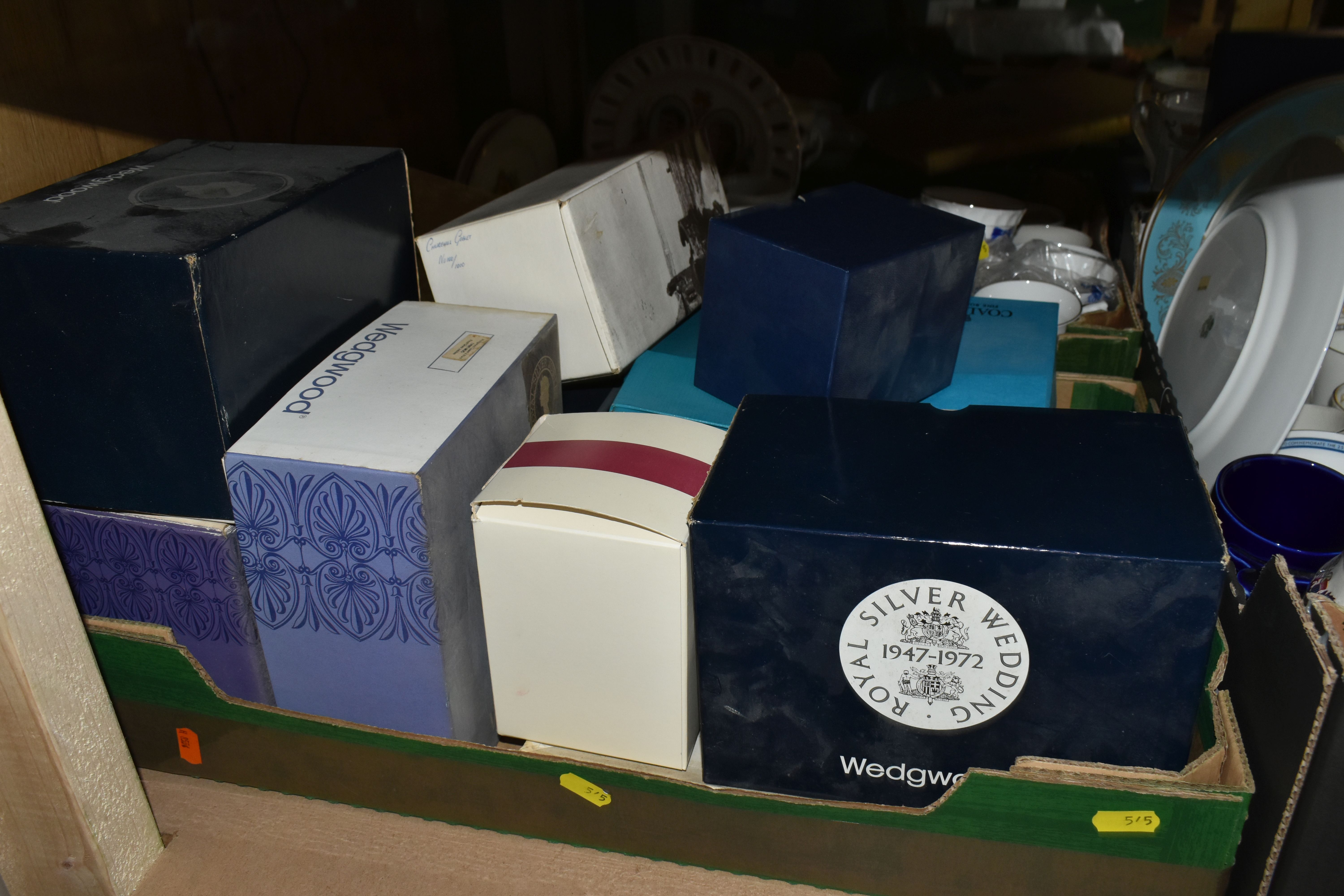 FOUR BOXES OF ROYAL COMMEMORATIVE CERAMICS, to include a 1953 Wedgwood & Co. Ltd preserve pot in the - Image 4 of 8