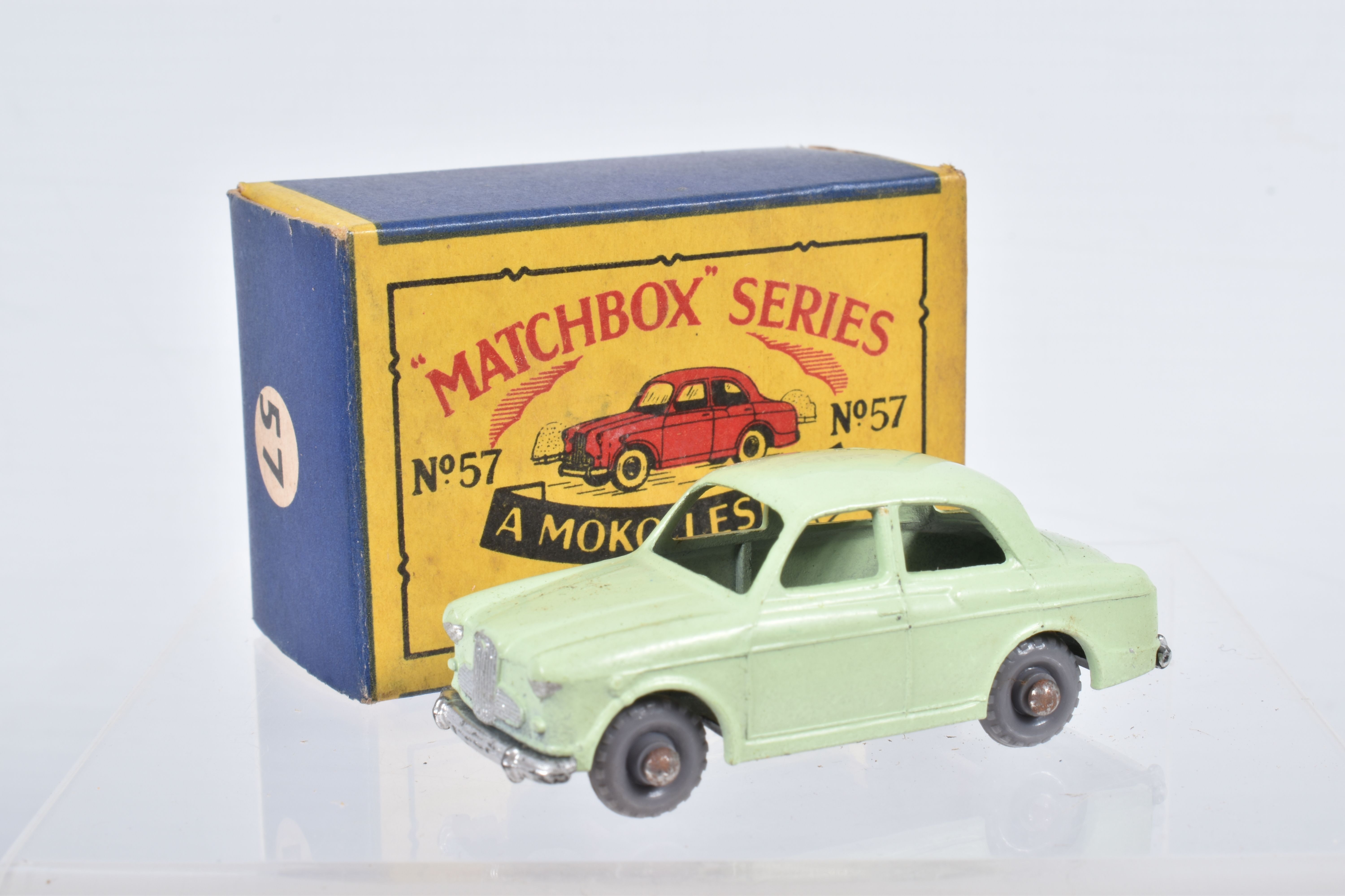 SIX BOXED MOKO LESNEY MATCHBOX SERIES CAR MODELS, Ford Anglia, No.7, grey plastic wheels, Volkswagen - Image 8 of 36